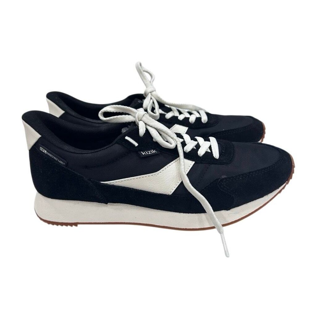 Kizik Sienna Sneakers Women's Size 8 Black Retro-inspired Nylon And Suede
